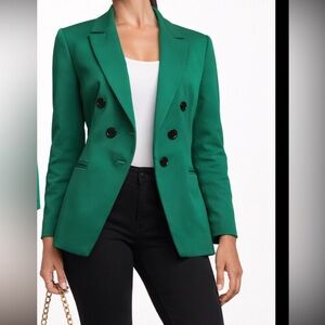 Green Structured Blazer | Tailored Fit | Minimal Chic Workwear Jacket |